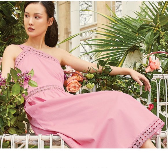 Ted Baker Kallii One Shoulder Pink Asymmetric Cotton Dress Size M NWT - Picture 2 of 8
